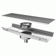 Caniveau avec caillebotis, sortie verticale ø 63 mm et filtre rond, 1600x300x150 mm - VIRTUS - 0615402297981