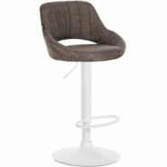 CLP Tabouret de bar Milet en Tissu et Pied métal Marron/Blanc - marron textile 321278_0