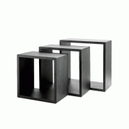 Set de présentoirs cubes en bois noir mat - 31x20+35x20+39x20cm - par 3