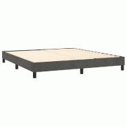 Décoshop26 - Sommier à lattes sur pieds cadre de lit 160x200 cm tissu velours gris foncé TDL0207124 - gris 3001164988002