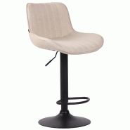 Décoshop26 - Tabouret de bar en tissu crème pied métal noir réglable en hauteur et pivotant pied trompette 10_0000684 - noir 3000748669603 Décoshop26 - Tabouret de bar en tissu crème pied métal noir réglable en hauteur et pivotant pied trompette 10_0000684 - noir 3000748669603