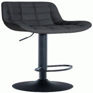 Décoshop26 - Tabouret de bar x1 en PVC noir avec surpiqûres décoratives carrées cadre métal noir avec repose-pieds 10_0005866 - noir métal 30002