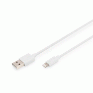 DIGITUS Câble de données/charge USB-A - Lightning, certifié MFI, 2m, Apple Lightning - USB-A mâle, 2 m, blanc - blanc 4016032481591