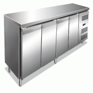 EKOFROST table réfrigérée inox 4 portes. Classe C. Dégivrage auto. Temp. +2°C/+8°C. Dim. LxLxH 223x70x85 cm. Modèle GN4100TN - 4571