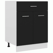 Helloshop26 - Armoire à tiroirs simple pour cuisine 60 x 46 x 81 cm design moderne rangement efficace en bois noir 02_0047664 - noir Bois massif 3000