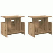 Helloshop26 - Lot de 2 meubles TV rectangulaires modernes fonctionnels 50 x 35 x 45 cm en bois d'ingénierie chêne artisanal 02_0054730 - Bois massif