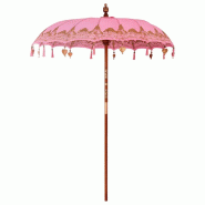 Helloshop26 - Parasol balinais rond 185 x 185 x 260 cm élégant charme naturel décoratif en coton rose 02_0058823 - rose Bambou 3000240795718