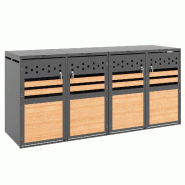 Merax cache-poubelle, 264x80x120 cm, couvercle rabattable, gris - gris métal OT7190S2