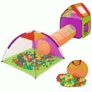 Tente enfant tente igloo et tunnel 200 balles et sac multicolore jeux jouets 08_0000340