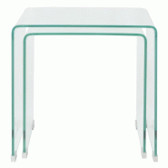 VidaXL Ensemble de tables gigognes 2 Pièces Verre trempé Transparent Modèle Atlas Edge - 244191