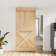 Vidaxl porte coulissante et kit de quincaillerie 95x210 cm pin massif 3203042 Vidaxl porte coulissante et kit de quincaillerie 95x210 cm pin massif 3203042