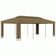 VidaXL Tonnelle avec double toit 3x6 m Taupe 180 g/m² Modèle Vega StudioDesk Prime - marron 312219