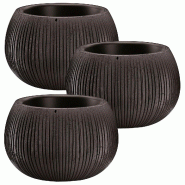 WellHome - Lot de 3 pots 0,75 L Beton Bowl Ø14,4 cm chacun, coloris ciment noir - gris plastique PK4428