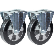 Roulette de 200mm 8" en caoutchouc noir, fixe et robuste, capacité de 700kg, jeu de 2 Roulette de 200mm 8" en caoutchouc noir, fixe et robuste, capacité de 700kg, jeu de 2