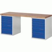Établi série BK 650 l.2000xP700xH840 mm hêtre gris clair, RAL 7035 bleu gent.,RAL 5010 12 tiroirs PROMAT Établi série BK 650 l.2000xP700xH840 mm hêtre gris clair, RAL 7035 bleu gent.,RAL 5010 12 tiroirs PROMAT