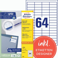 Avery Zweckform 6400 étiquettes multi-usages blanches, format 48,5 x 16,9 mm (100 feuilles A4 / cdt - blanc papier 3667