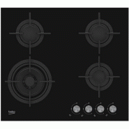 BEKO Table Verre Gaz 60cm 4 Foyers Noir hilw64222s - noir 8690842114564