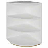 Comptoir angle arrondi 90 degrés - P60xH93,8cm - mélaminé blanc - 2 tablettes