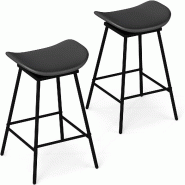 COSTWAY Set de 2 Tabourets de Bar, Tabourets de Comptoir 360° Pivotants, Hauteur d'Assise 71,5 cm, Tabouret en Bois - noir VH35345NW