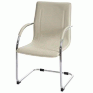 Décoshop26 - Chaise de salle à manger bureau avec coutures décoratives et accoudoirs en acier et PVC crème 04_0006356 - 3000261664871 Décoshop26 - Chaise de salle à manger bureau avec coutures décoratives et accoudoirs en acier et PVC crème 04_0006356 - 3000261664871