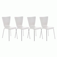 Décoshop26 - Lot de 4 chaises de cuisine salle à manger empilable en bois blanc et structure stable à quatre pieds en métal 10_0003166 - blanc 300 Décoshop26 - Lot de 4 chaises de cuisine salle à manger empilable en bois blanc et structure stable à quatre pieds en métal 10_0003166 - blanc 300