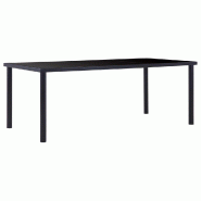 Décoshop26 - Table de salle à manger design noire plateau en verre trempé et cadre métal 200 x 100 cm DEC036886 - noir métal 3000261450900