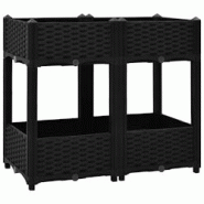 Helloshop26 - Jardinière lit surélevé plantes fleurs jardin 80 x 40 x 71 cm polypropylène noir 02_0000950 - 3000072861537 Helloshop26 - Jardinière lit surélevé plantes fleurs jardin 80 x 40 x 71 cm polypropylène noir 02_0000950 - 3000072861537