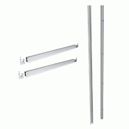 Kit panneau rainuré pour gondole Roto - Hauteur 120cm - coloris gris alu - acier robuste