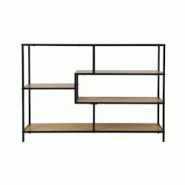 Möbilia Étagère | 5 tablettes asymétriques en aggloméré | Structure en métal | L 114 x P 33 x H 78 cm | naturel noir - multicolore multi-matér