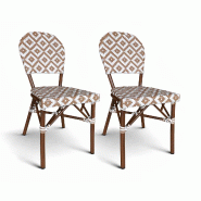 Now's Home - Lot  2 chaises noisette en aluminium effet rotin noyer 41x43xht87 scala - 3256390254142