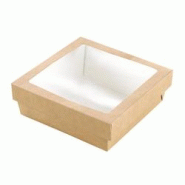 Nvase Ecolomique - 50 Pcs - Boîte carrée carton "Kray" - 1000 ml, 20,5 cm x 20,5 cm, Hauteur: 4 cm - ECO210KRAYPB1944 - marron en carton NVS210KRAYP