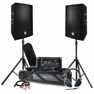 Pack Sono BM SONIC Amplificateur 2000W, Paire d'Enceintes Passives 2x600W, Table de Mixage, Pieds, Casque DJ, Câbles et Micro - 3666638038135