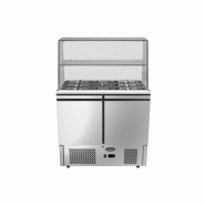 Saladette 2 portes + plan de travail + vitrine de protection droite... - PESL3811GR-D