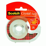 Scotch Ruban adhésif Crystal, transparent, 19mm x 25m+5m, en dévidoir (A1124) - 5902658075520