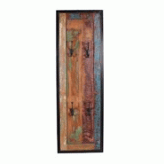 SIT Möbel Porte-manteau mural | 4 crochets doubles | Bois de récupération, verni couleur | Métal noir antique | L 35 x P 8 x H 110 cm - multicolor SIT Möbel Porte-manteau mural | 4 crochets doubles | Bois de récupération, verni couleur | Métal noir antique | L 35 x P 8 x H 110 cm - multicolor
