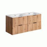 STELLAMEUBLES Ensemble salle de bain aspect bois ADEL OAK 120cm vasque encastrable – Profitez de -10% ! - 3667335114566