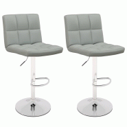 Tabouret de bar COSTWAY pivotant à 360°, chaise de bar réglable en hauteur de 65 à 85 cm, en simili cuir - gris métal TI88614SD-4
