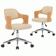 VidaXL Chaises pivotantes à manger lot de 2 bois courbé et similicuir Modèle Lornelis - 3054932