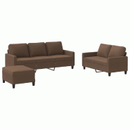VidaXL Ensemble de canapés 3 pcs avec coussins Marron Tissu Modèle Sérénité - 3201471