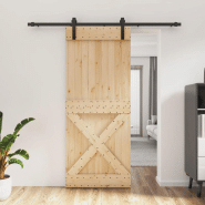 Vidaxl porte coulissante et kit de quincaillerie 85x210 cm pin massif 3203000 Vidaxl porte coulissante et kit de quincaillerie 85x210 cm pin massif 3203000