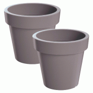 WellHome - Lot de 2 pots 3,4 L LOFLY Ø19,6 cm chacun, coloris gris - gris plastique PK4239