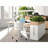 Bureau 2 personnes Elvira sur caisson de rangement et bacs à fleurs Bureau 2 personnes Elvira sur caisson de rangement et bacs à fleurs