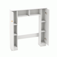 COSTWAY Armoire de toilette, armoire de salle de bain, étagère de toilette avec étagères réglables, 87,5 x 18 x 98 cm (blanc) - blanc Bois manufa
