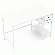 COSTWAY Bureau avec 2 Tiroirs, 120 cm avec Crochet pour Casque et Étagère, pour Bureau, PC et Travail, Blanc - blanc Bois manufacturé VH35890IT COSTWAY Bureau avec 2 Tiroirs, 120 cm avec Crochet pour Casque et Étagère, pour Bureau, PC et Travail, Blanc - blanc Bois manufacturé VH35890IT