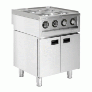 Cuisinière électrique PRO 4 plaques (Ø)180 mm, sur meuble fermé 2 portes, 7000 W, 400 V - TRI