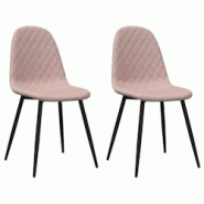 Décoshop26 - Set de 2 chaises de salle à manger coutures losange en tissu velours rose DEC025574 - 3000255322008 Décoshop26 - Set de 2 chaises de salle à manger coutures losange en tissu velours rose DEC025574 - 3000255322008