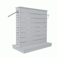 Gondole double face L125xP67,5xH135cm - Gris alu - Montant métal chromé - MDF