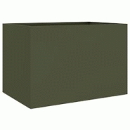Helloshop26 - Jardinière bac lit surélevé plantes fleurs terrasse jardin olive 62 x 47 x 46 cm acier vert 02_0038707 - 3000217933600