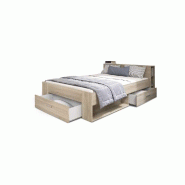 Lit adulte Oxygene chêne Kronberg multicouleur 140 x 190 cm Demeyere - multicolore Bois manufacturé OXY126227
