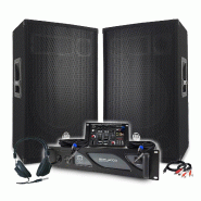 Pack Sono DJ BM SONIC Amplificateur 2000W, Paire d'Enceintes Passives 2x700W, Table de Mixage, Casque DJ, Câbles et Micro - 3666638037756